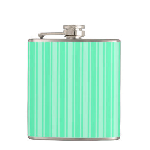 Mint green candy stripes hip flask
