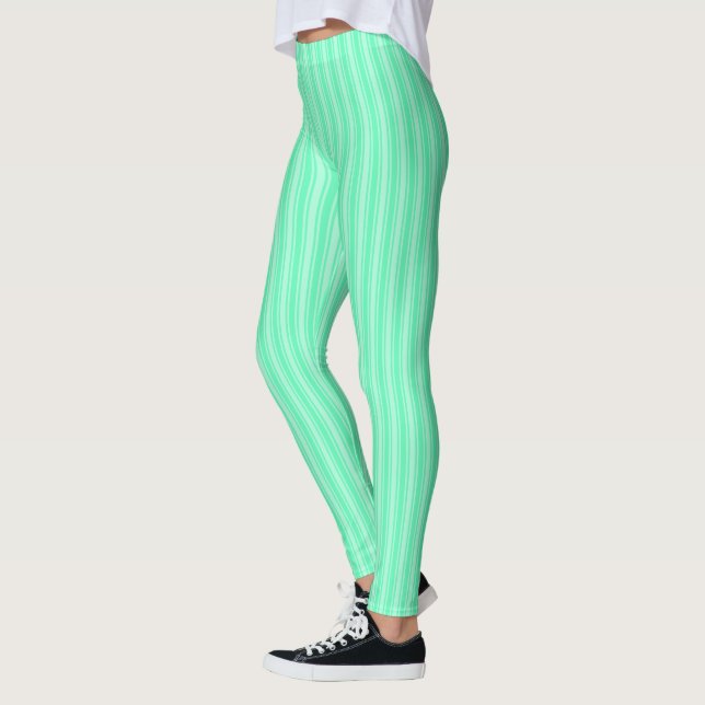 Mint green candy stripes leggings (Left)