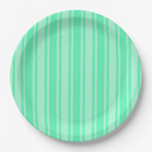 Mint green candy stripes paper plate