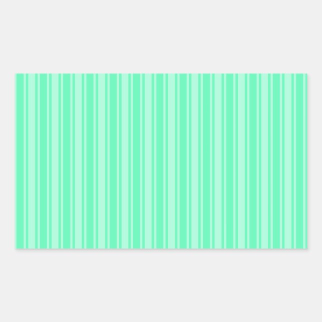 Mint green candy stripes rectangular sticker (Front)
