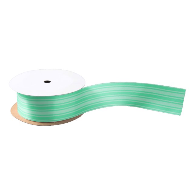 Mint green candy stripes satin ribbon (Spool)