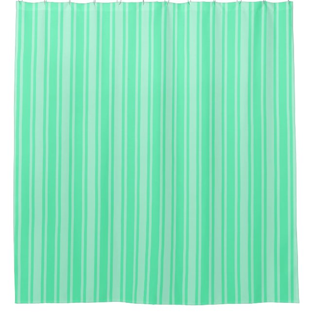 Mint green candy stripes shower curtain (Front)
