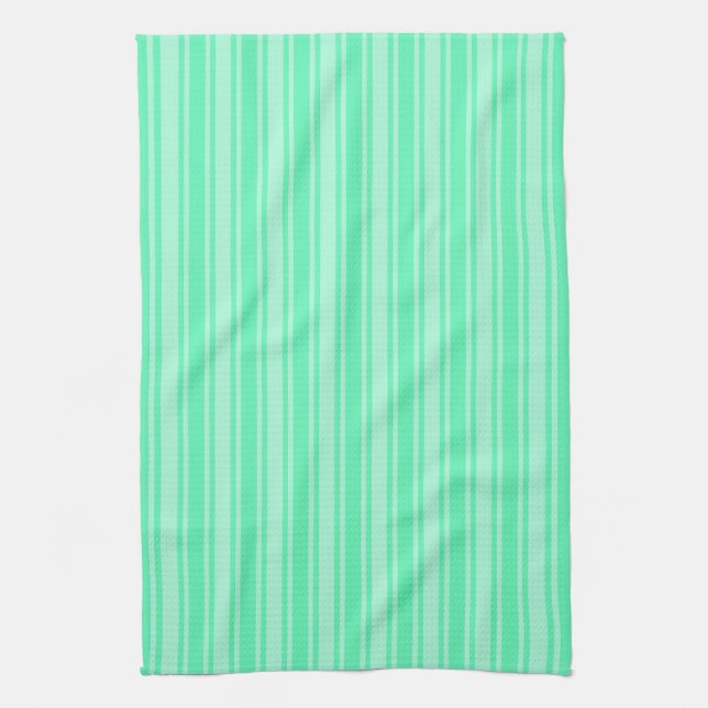 Mint green candy stripes tea towel (Vertical)