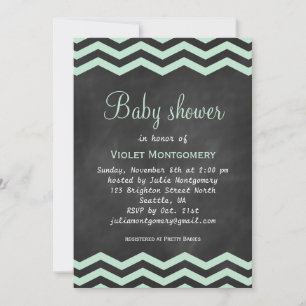 Mint Green Chalkboard Baby Shower Invite