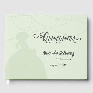 Mint Green Charro Silhouette Quinceanera Guest Book