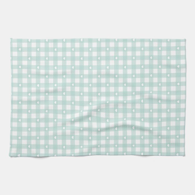 Mint Green Checks Tea Towel (Horizontal)