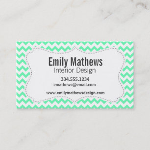 Mint Green Chevron Business Card