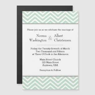Mint Green Chevron Magnetic Wedding Invitation