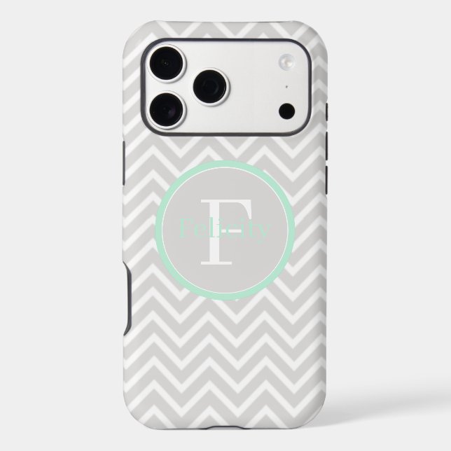 Mint Green Chevron Monogram (Back)