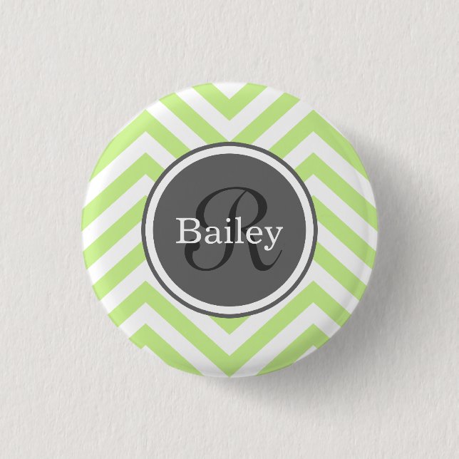 Mint Green Chevron Monogram 3 Cm Round Badge (Front)