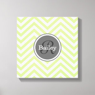 Mint Green Chevron Monogram Canvas Print