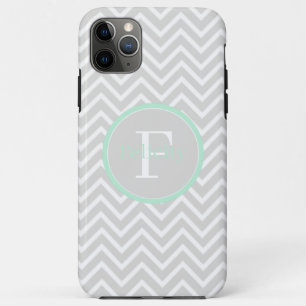 Mint Green Chevron Monogram iPhone 11 Pro Max Case
