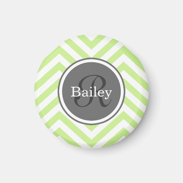 Mint Green Chevron Monogram Magnet (Front)