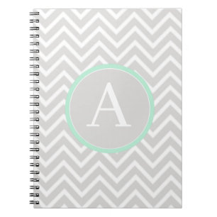 Mint Green Chevron Monogram Notebook
