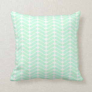 Mint Green Chevron Pattern, like Knitting. Cushion