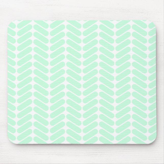 Mint Green Chevron Pattern, like Knitting. Mouse Mat (Front)