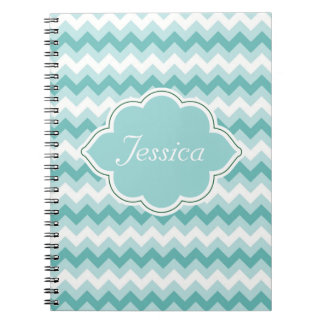 Mint Green Chevron Personalised Spiral NoteBooks