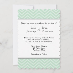 Mint Green Chevron Wedding Invitation