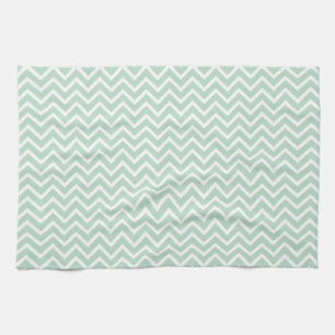 Mint Green Chevron Zigzag Stripes Tea Towel