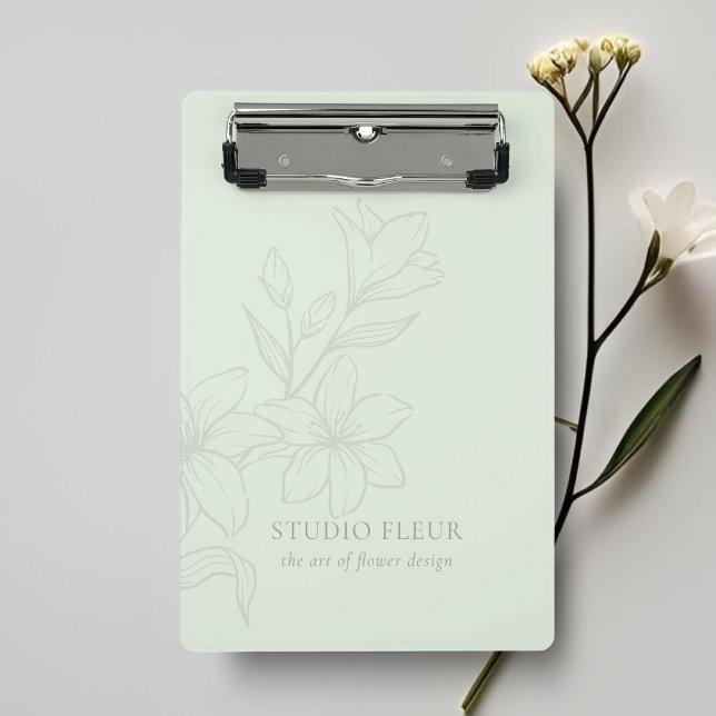 Mint Green | Chic Minimal Floral  Mini Clipboard (Creator Uploaded)