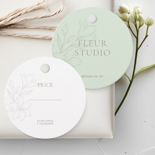 Mint Green  Chic Minimal Floral Price Tags