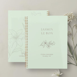 Mint Green   Chic Minimalist Floral  Planner