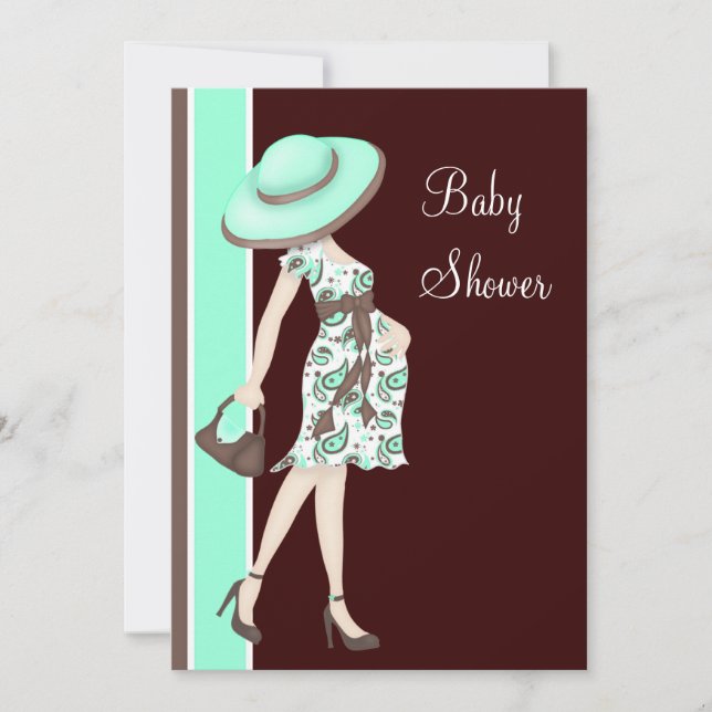 Mint Green Chocolate Brown Baby Shower Invitation (Front)