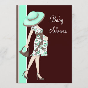 Mint Green Chocolate Brown Baby Shower Invitation