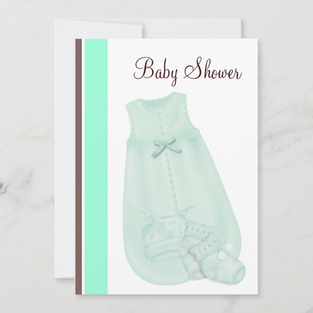 Mint Green Chocolate Brown Baby Shower Invitation (Front)