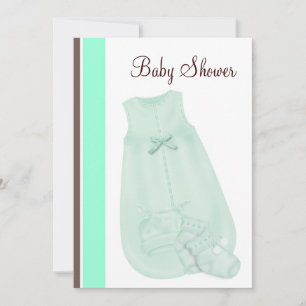 Mint Green Chocolate Brown Baby Shower Invitation
