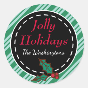 Mint Green Christmas Candy Gift Tag Stickers