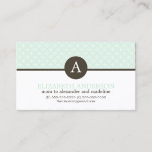 Mint Green Circles Pattern Monogram Profile Cards