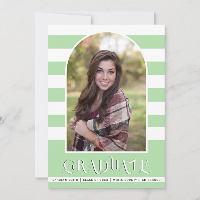 Mint green Class of 2023 arch photo graduation Announcement (Front)