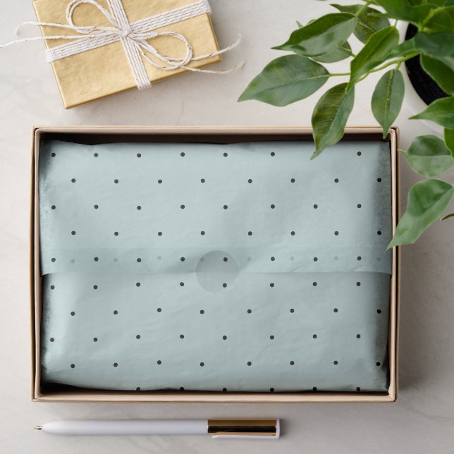 Mint Green Classic Mini Black Polka Dots Pattern Tissue Paper (Gift)