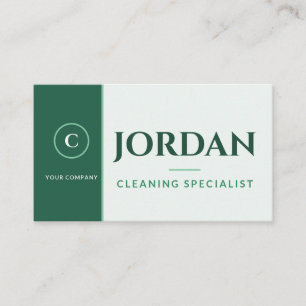 Mint Green Cleaning Service Logo Business Card