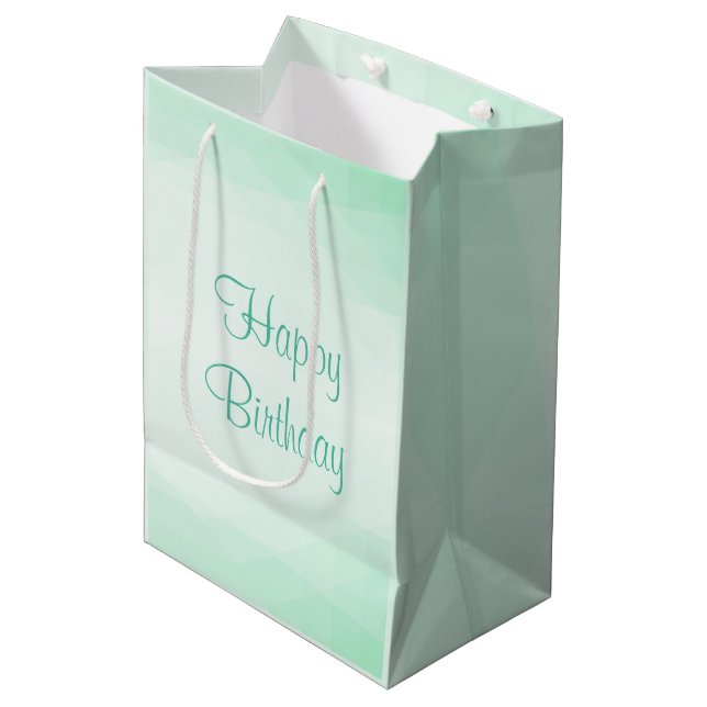 Mint Green Colour Elegant Happy Birthday Modern Medium Gift Bag (Front Angled)