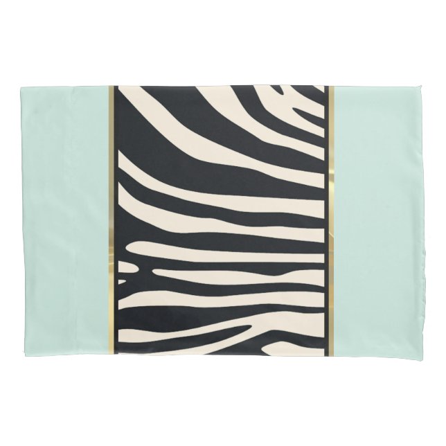 Mint green, cream, and black zebra print pillowcase (Front)