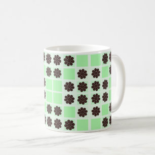 Mint Green Cream And Chocolate Chip Quilt Pattern Coffee Mug