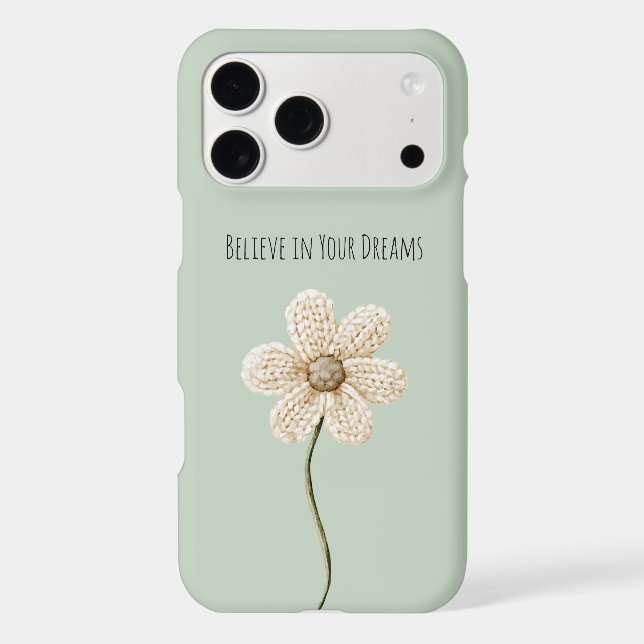 Mint Green Cream Faux Knit Flower (Back)