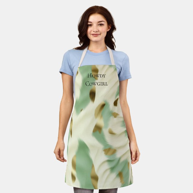 Mint Green Cream Gold Cowhide Apron (Worn)