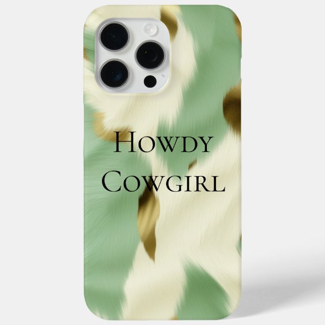 Mint Green Cream Gold Cowhide Case-Mate iPhone Case (Back)