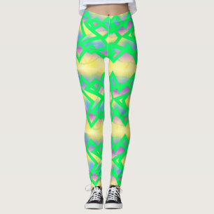 Mint green crossover pattern with lemon leggings
