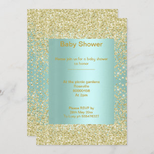 Mint green Crystal elegant baby shower Invitation