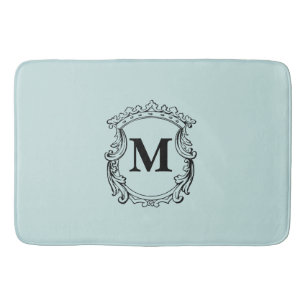 Mint Green Custom Monogram Crest Bath Mat