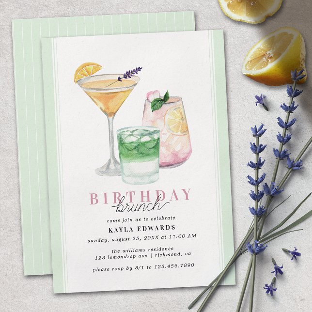 Mint Green | Cute Cocktail Party Birthday Brunch Invitation (Creator Uploaded)