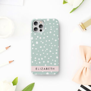 Mint Green Dalmatian Dots, Spots, Your Name iPhone 16 Case