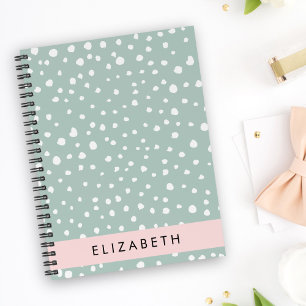 Mint Green Dalmatian Dots, Spots, Your Name Notebook