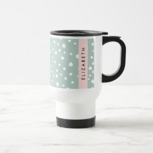 Mint Green Dalmatian Dots, Spots, Your Name Travel Mug