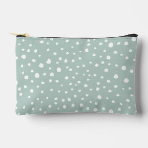 Mint Green Dalmatian Spots, Dalmatian Dots, Dotted Accessory Pouch