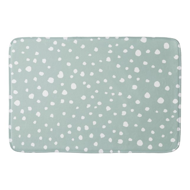 Mint Green Dalmatian Spots, Dalmatian Dots, Dotted Bath Mat (Front)